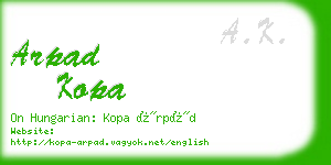 arpad kopa business card